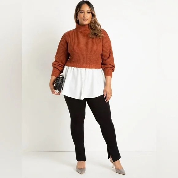 ELOQUII Twofer Skirted Sweater black Sz 26/28 - Picture 2 of 4